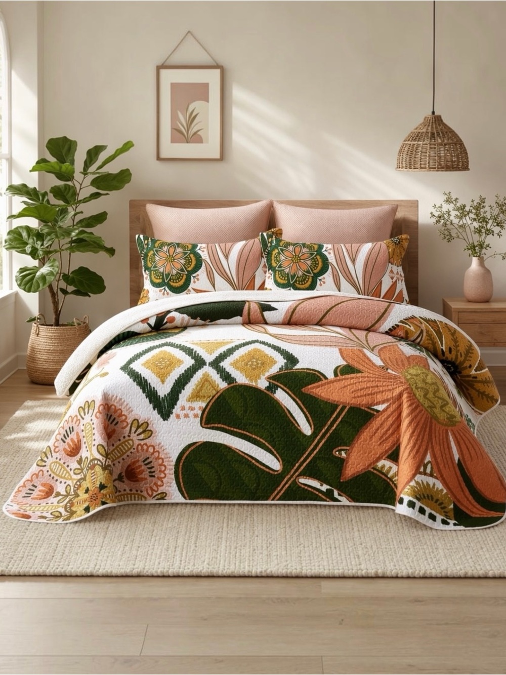 NEW Anthropologie Queen / King Abstract Reversible Quilt Bedspread Bedding Set